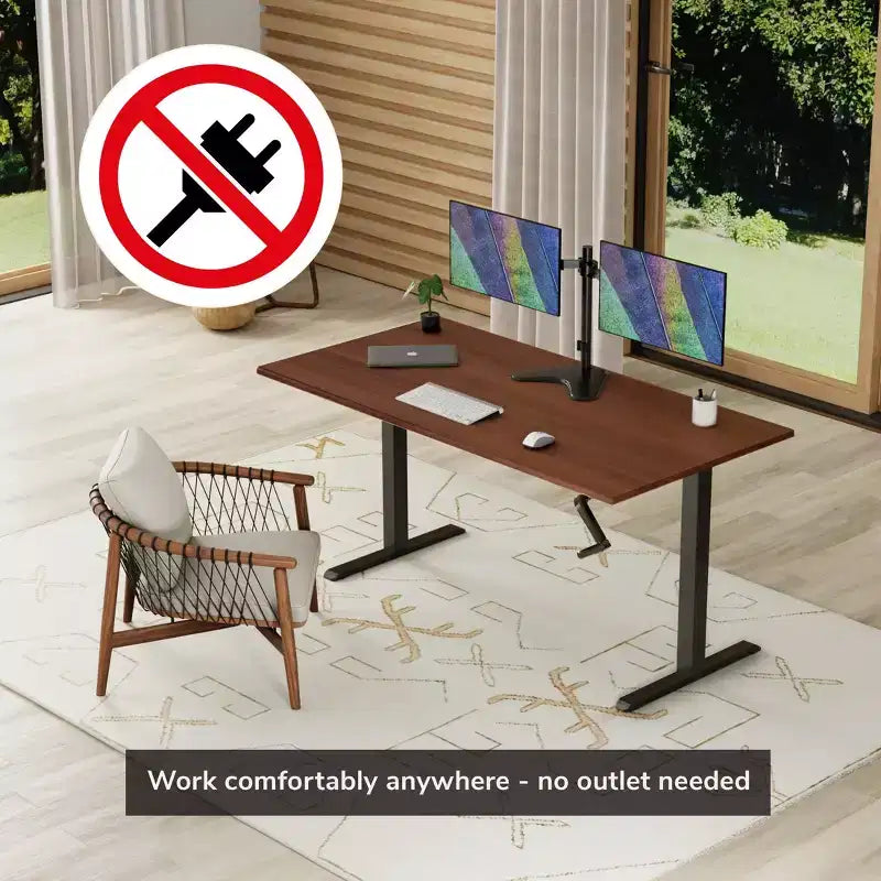 Mount-It! Hand Crank Sit-Stand Desk Frame with Extra-Wide Tabletop