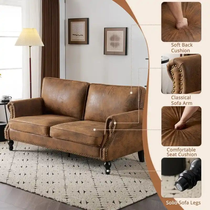 Mid-Century Upholstered Double Sofa, Indoor