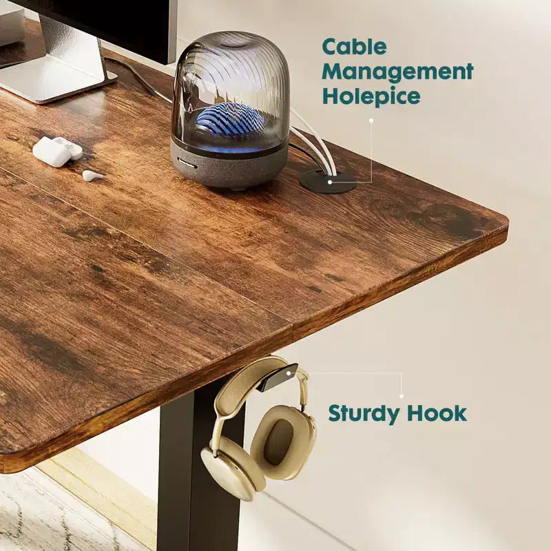 Ergonomic Height Adjustable Table with T-Shaped Metal Bracket Modern Computer Workstations