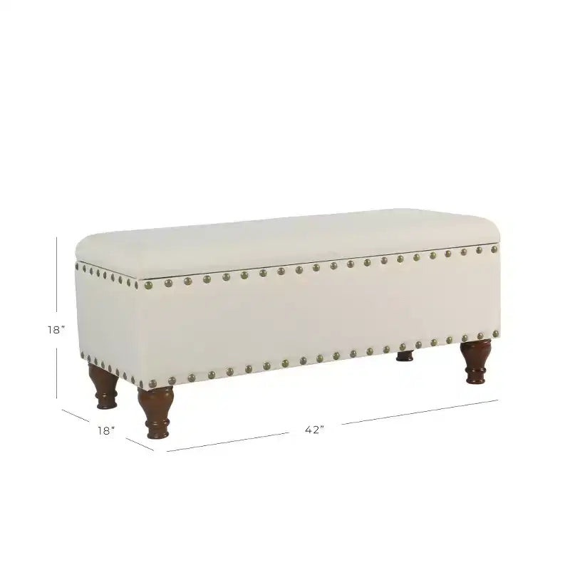 Large Storage Bench with Nailhead Trim - HomePop