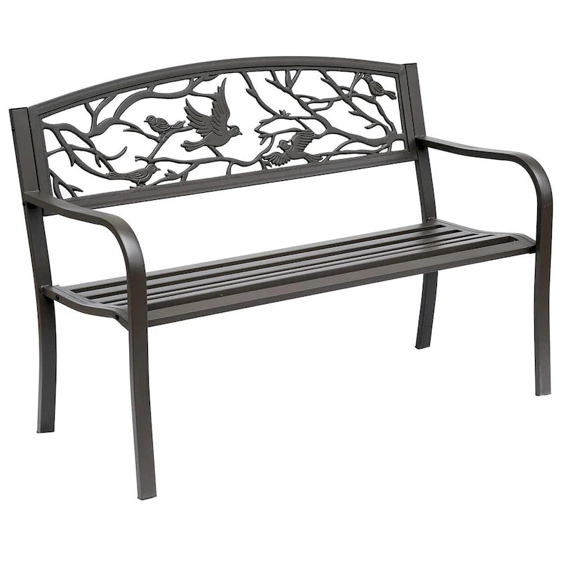 50 Garden Bench, Outdoor Patio Bench with Animal Pattern