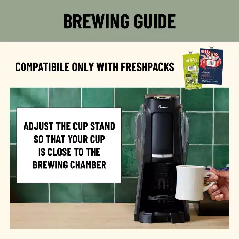 Flavia Aroma Brewer - Coffee Machine, Makes Coffee, Lattes, Tea, and other Hot or Iced Drinks with Single-Serve Freshpacks, Grey