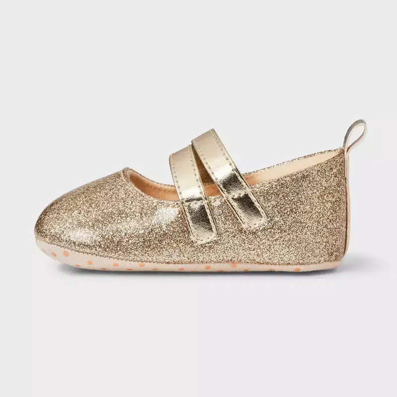 Baby Girls' Shimmer Flat Crib Shoes - Cat & Jack Gold