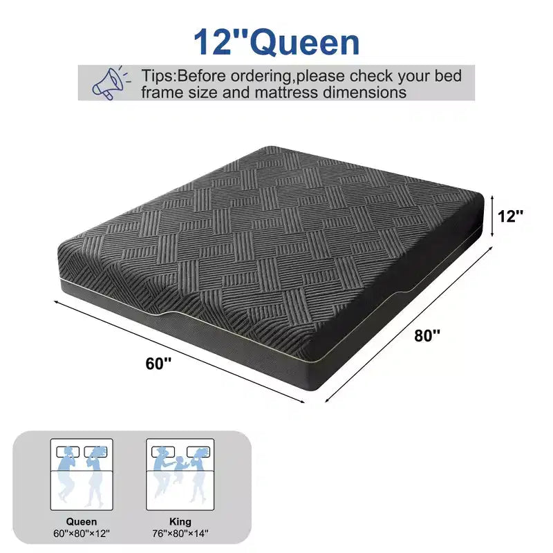 Dyonery 12/14 inch Firm Mattress for Pain Relief,Green Tea Gel Memory Foam,Anti-Slip Breathable High Density Foam Mattress CertiPUR-US King/Queen Size