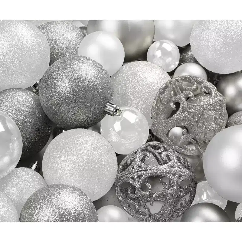 R N' Ds Shatterproof Christmas Ornament Balls - Silver and White - 100 Pack