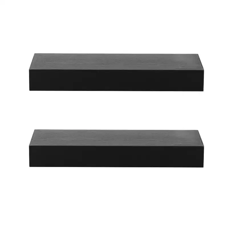 Kate & Laurel All Things Decor 2pc 18" Havlock Wood Shelf Set Black: MDF Open Shelves, No Assembly Required