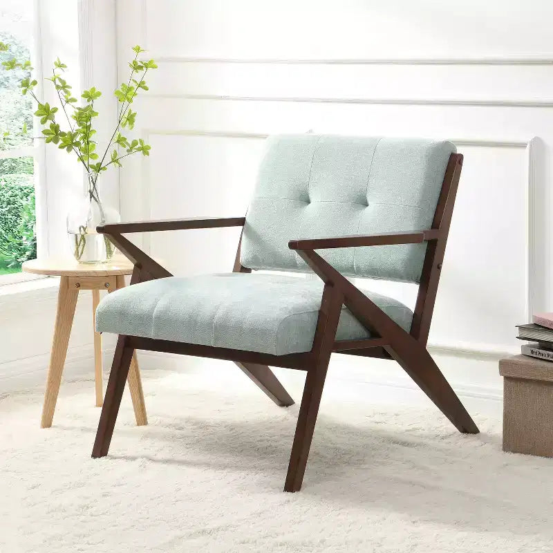 MAYEERTY 30 Mid-Century Modern Accent Chair, Plush Cushions Angled Arm Solid Wood Frame Ergonomic Design, Living Room Bedroom Office
