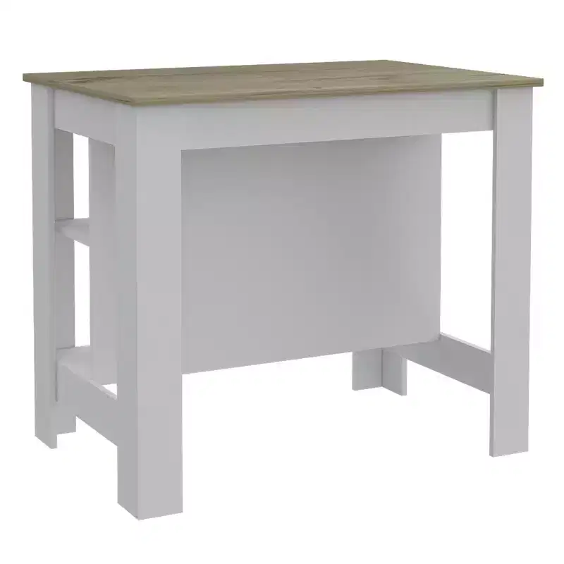 HomeRoots White and Brown 41 Kitchen Island With Storage