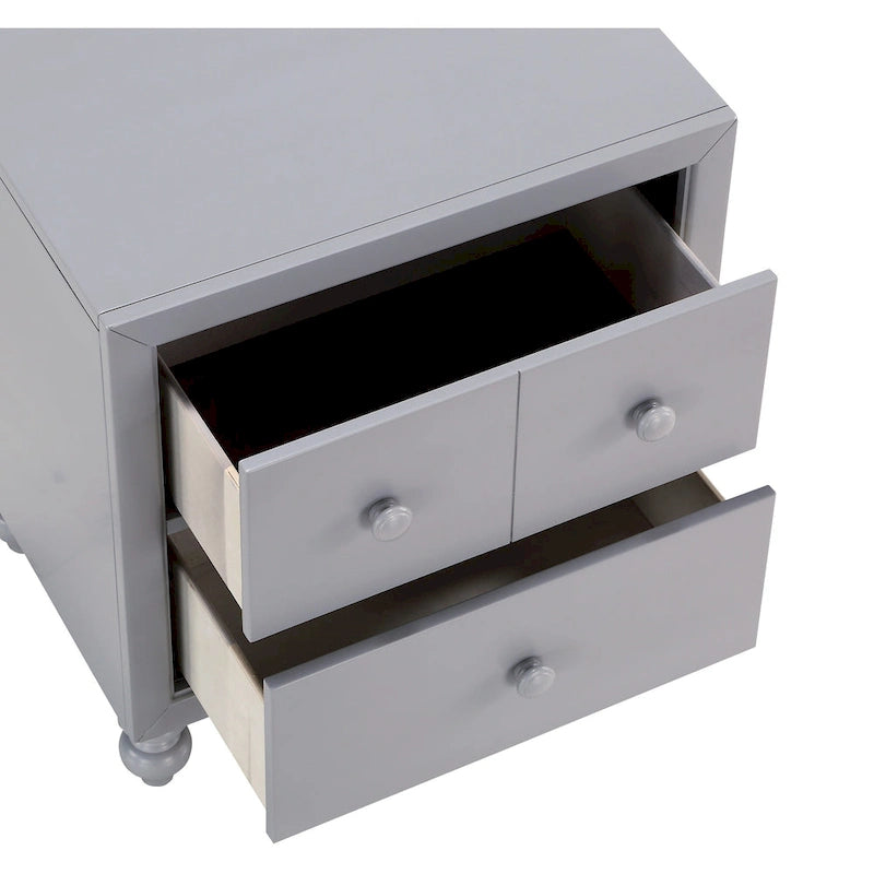 2-Drawer Nightstand with Dovetail Drawers, Wood Knobs & Turned Feet