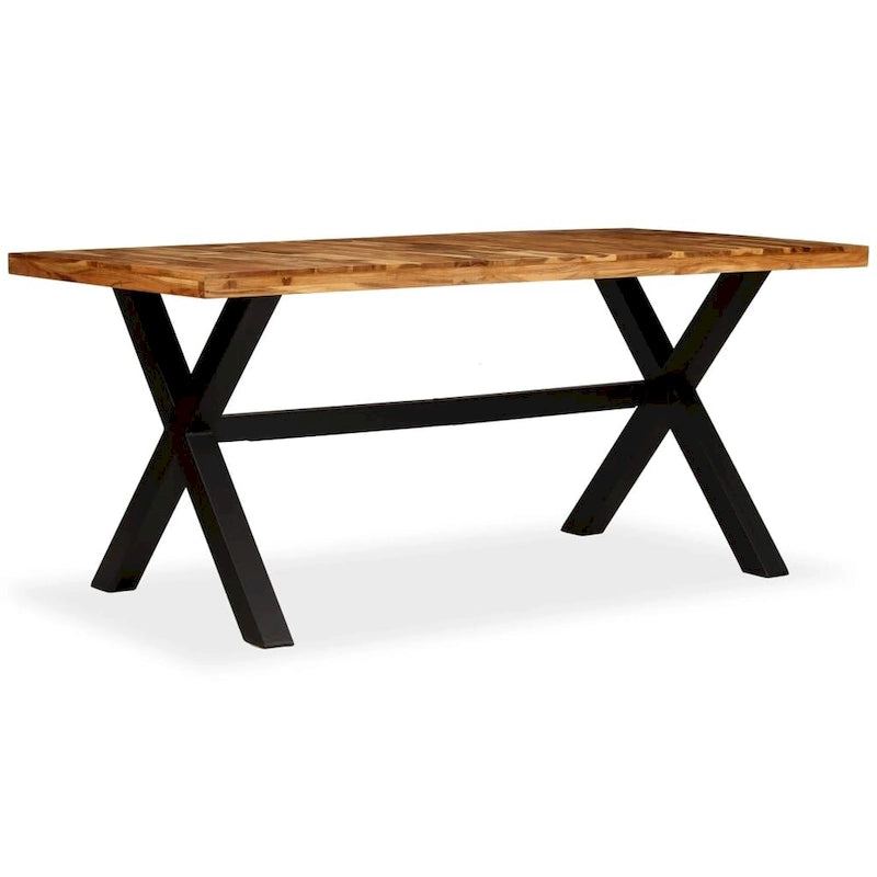 Solid Acacia & Mango Wood Dining Table with Steel Legs | Handcrafted