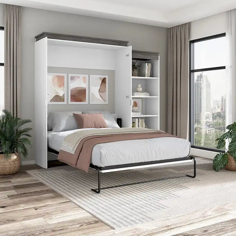 Orion Queen Murphy Bed with Shelves (97W) by Bestar