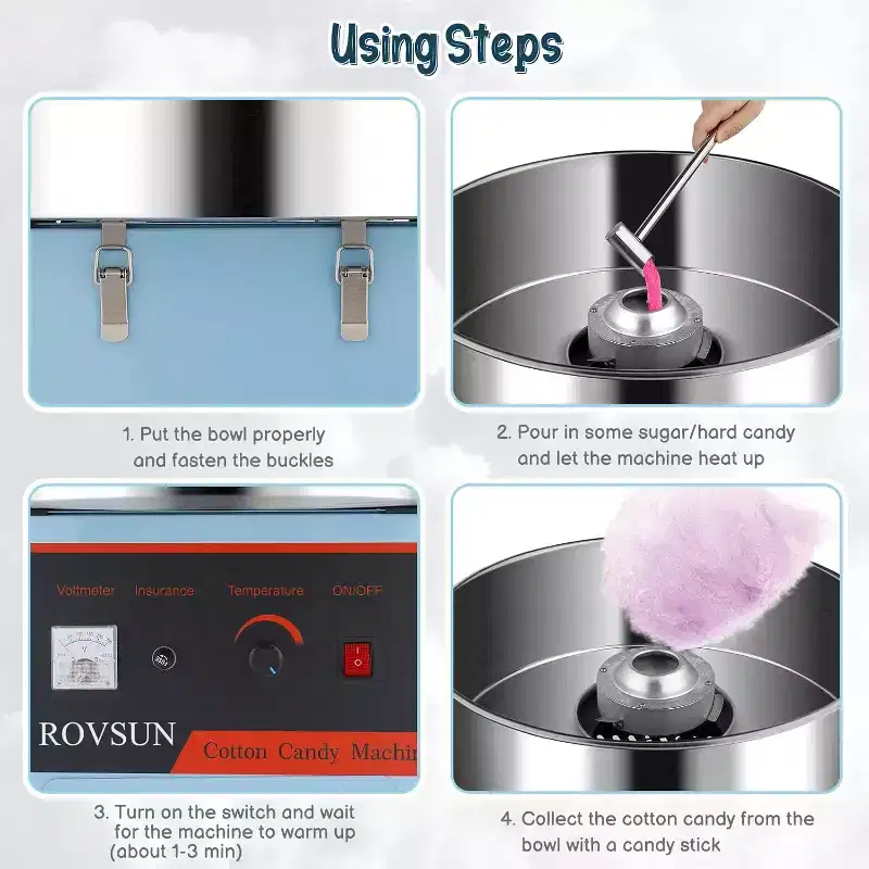 ROVSUN 21Inch Electric Commercial Cotton Candy Machine,Floss Maker Machine w/Stainless Steel Bowl