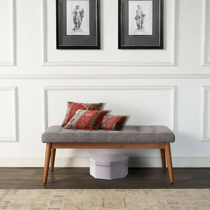 Upholstered Bench In Acorn - 43.25 W x 16 D x 16.88 H