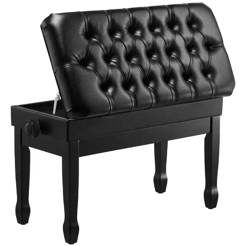 Piano Bench 29.5 x 14 x 20.3 Duet Keyboard Piano Chair with 20.323.4 Adjustable Height Padded Cushion Storage Compartment Black