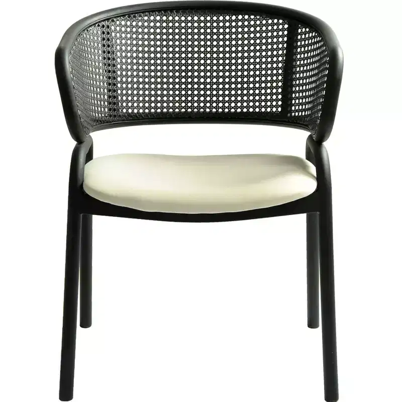 LeisureMod Ervilla Modern Dining Side Chair  Cozy Upholstered Accent Armchair with Black Iron Legs, Kitchen, Dining Room, Cafe, Restaurant Seating