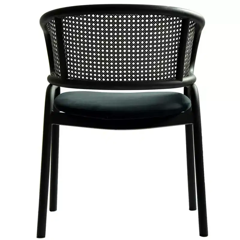 LeisureMod Ervilla Modern Dining Side Chair  Cozy Upholstered Accent Armchair with Black Iron Legs, Kitchen, Dining Room, Cafe, Restaurant Seating