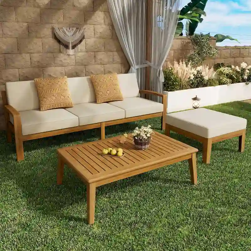 L Shape 3pcs Sectional Patio Sofa Set