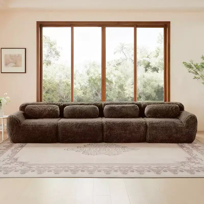 149'' Soft Plush Boneless Sofa,32D HD Sponge,Ergonomic Design,Vacuum Packaging,Free Combination,Buckle Connection for Bedroom/Study/Home Theater