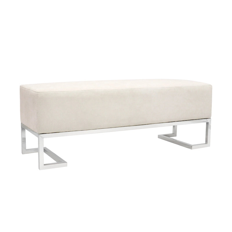 Luxe Upholstered Stainless Steel Bench - W48xD16.5xH17.6