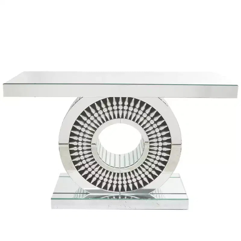Glam Glass Crystal Console Table Silver - Olivia & May: Luxury Entryway Furniture, No Drawers