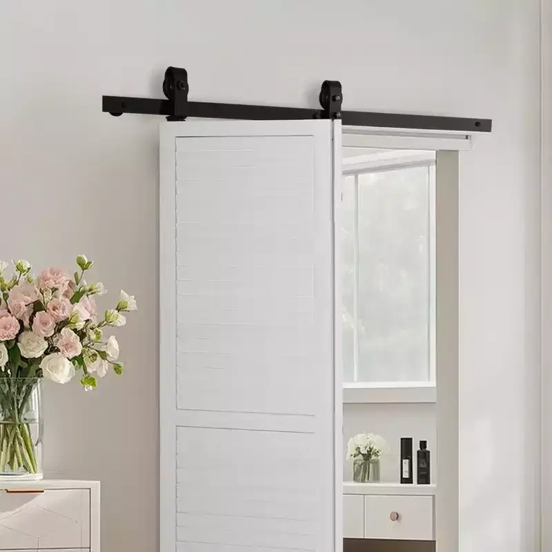 VEVOR Bi-Folding Sliding Barn Door Hardware Track Kit, 52 Top Mount Track Kit, Suitable for Two 24 Closet Pantry Laundry Doors, Black