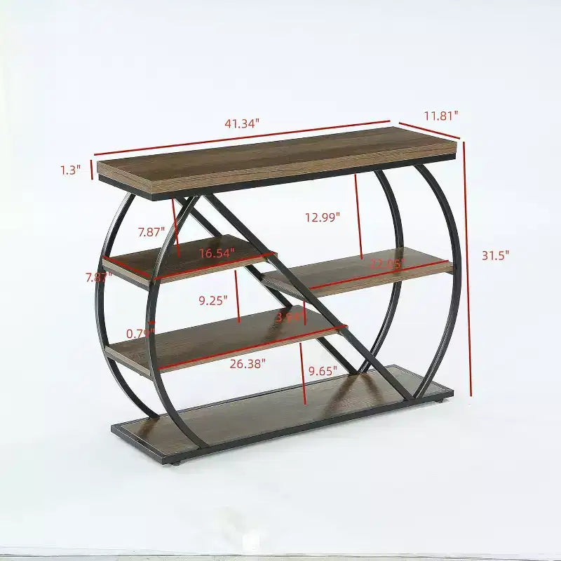 Lantine 41.3 Console Table, 5-Tier Industrial Entryway Table with Storage Shelves and Arched Metal Frame, Wood Hallway Table for Foyer