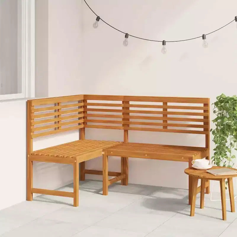 vidaXL Patio Corner Bench, Outdoor Wooden Bench, Solid Acacia Wood