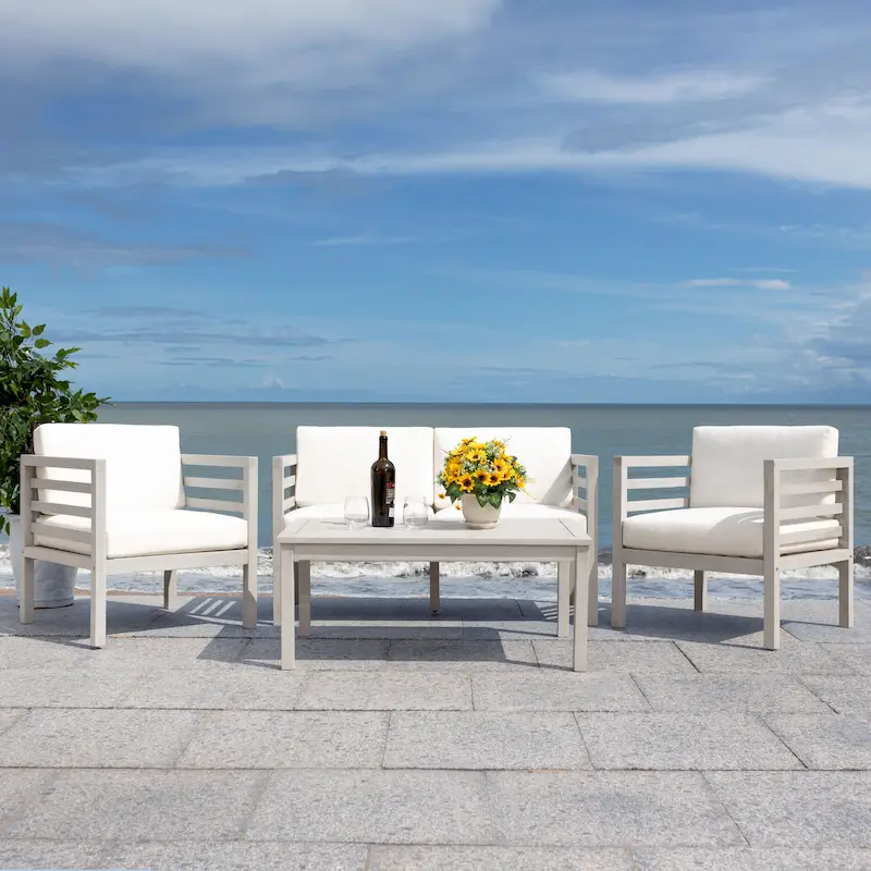 SAFAVIEH Outdoor Samira 4-Piece Outdoor Set - 26W x 26D x 49H