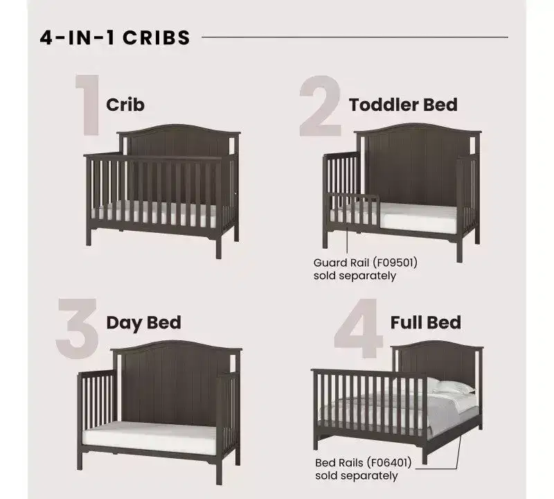 Child Craft Hampton Arch Top Crib and Changing Table Nursery Set, 2-Piece, Includes 4-in-1 Convertible Crib and Changing Table