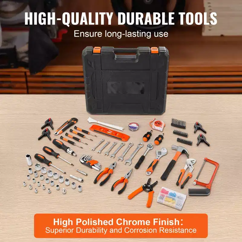 VEVOR Tool Kit, 216 Piece General Household Hand Tool Set, Home Repairing Tool Kit with Portable Tool Storage Case,BLACK