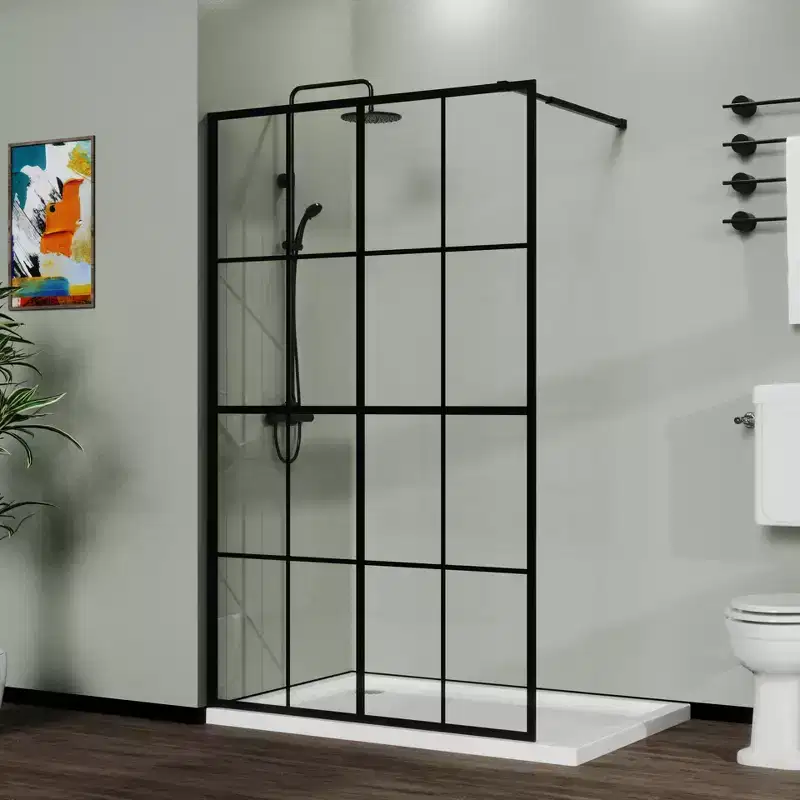 MAYEERTY 46 X 72 Shower Screen Walk-in Wet-room Black