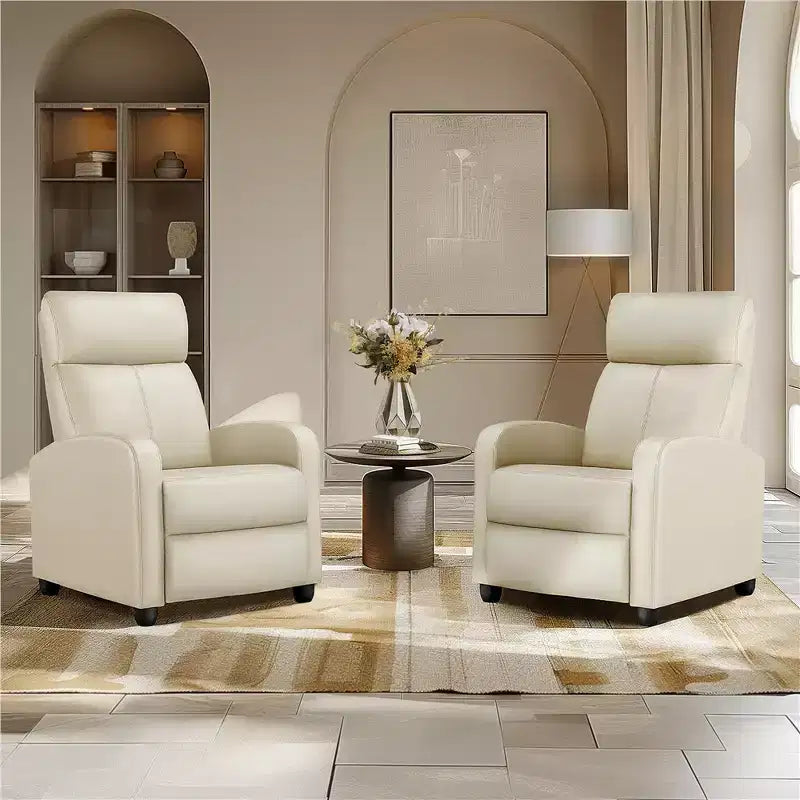 Yaheetech Set of 2 Modern PU Leather Recliner Sofas for Living Room, Bedroom