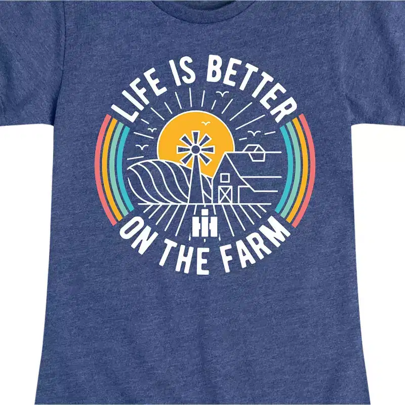 Girls' - Case IH - Life Is Better On The Farm Fitted Short Sleeve Graphic T-Shirt