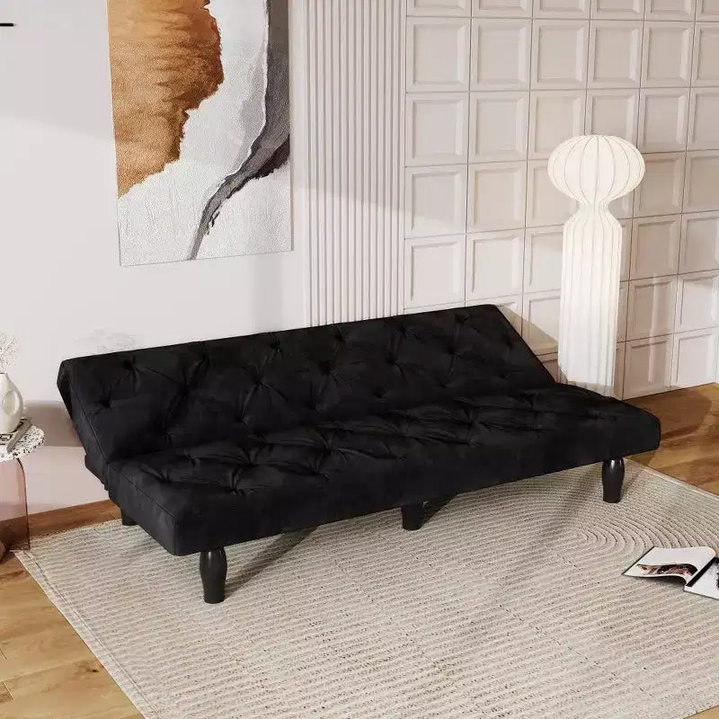 TUYOHW 66'' Space-Saving Convertible Sofa,Velvet Sofa Bed with Sturdy Wood Frame,3-Position Adjustable Loveseat for Living Room