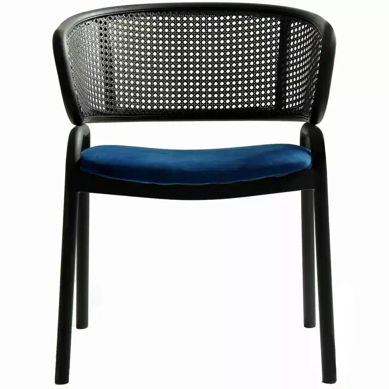 LeisureMod Ervilla Modern Dining Side Chair  Cozy Upholstered Accent Armchair with Black Iron Legs, Kitchen, Dining Room, Cafe, Restaurant Seating