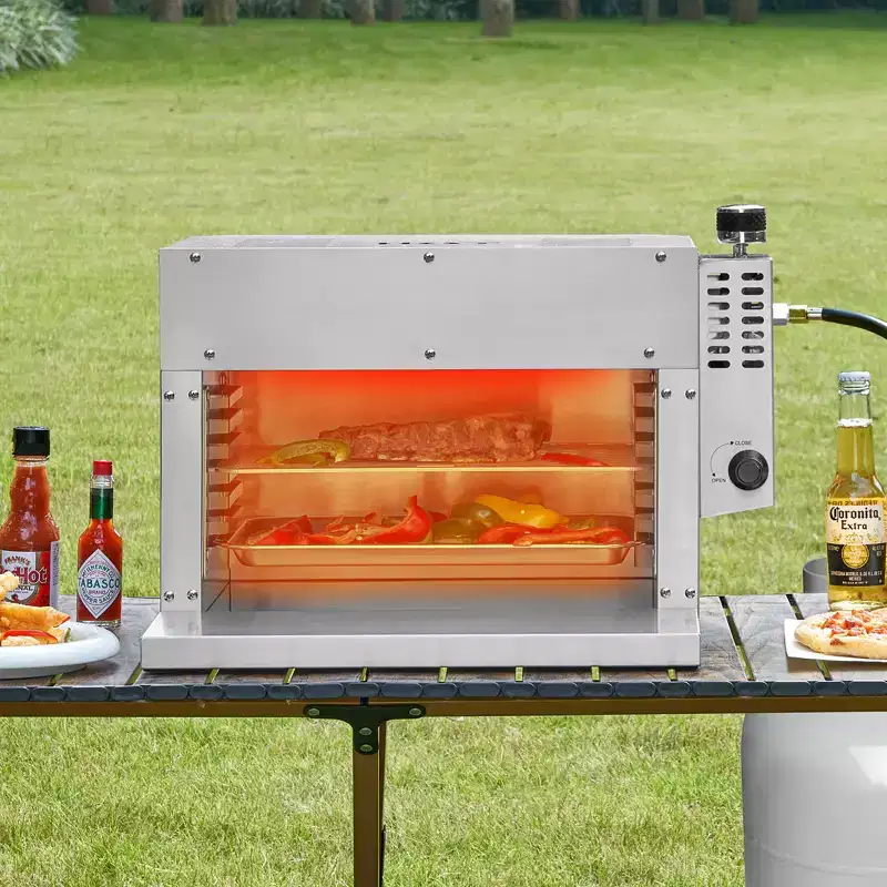 VEVOR Propane Steak Grill, Portable Infrared Broiler, 1500F Stainless Steel Barbecue Infrared Grill with 6-Tier Adjustable Rack, Silver