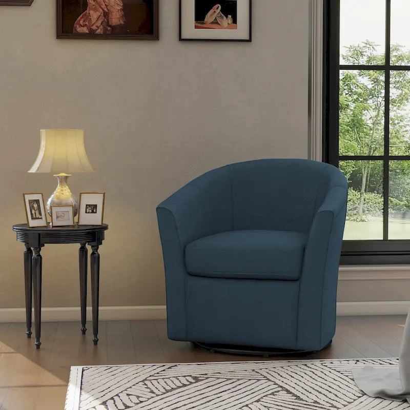 Modern Upholstered Swivel Barrel Chair for Living Room
