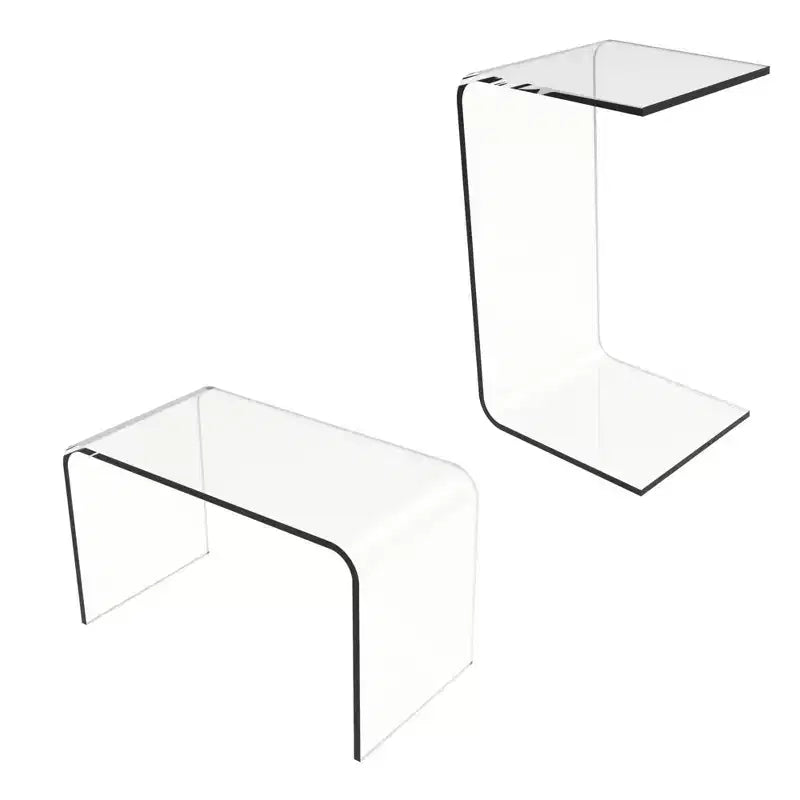 Lavish Home Acrylic Side Table, Multipurpose C-Shaped End Table, Laptop Lap Desk, Modern Furniture for Living Room, Bedroom, and Office