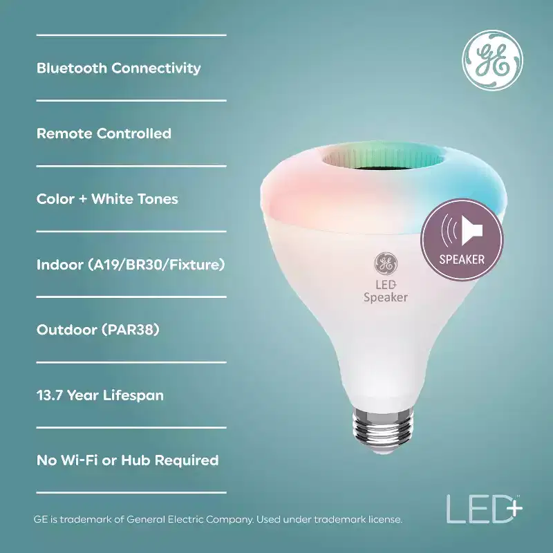 GE LED Speaker and Color Changing BR30 LED Indoor Floodlight Bulb Light Bulb