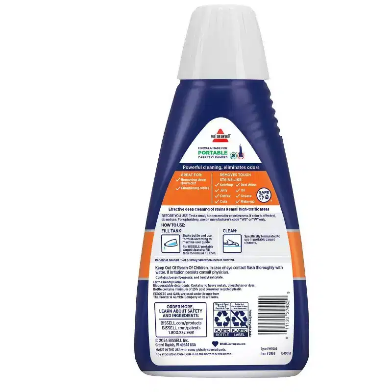 BISSELL 32oz Spot & Stain with Febreze Original Gain Scent Formula - 3968: Liquid Cleaner for Upholstery, Carpet, Pet Beds