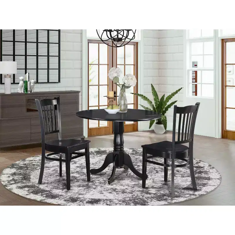 Round Dinette Set - 4 Chairs - Kitchen Dining Table Set - Rubber Wood - Modern Design