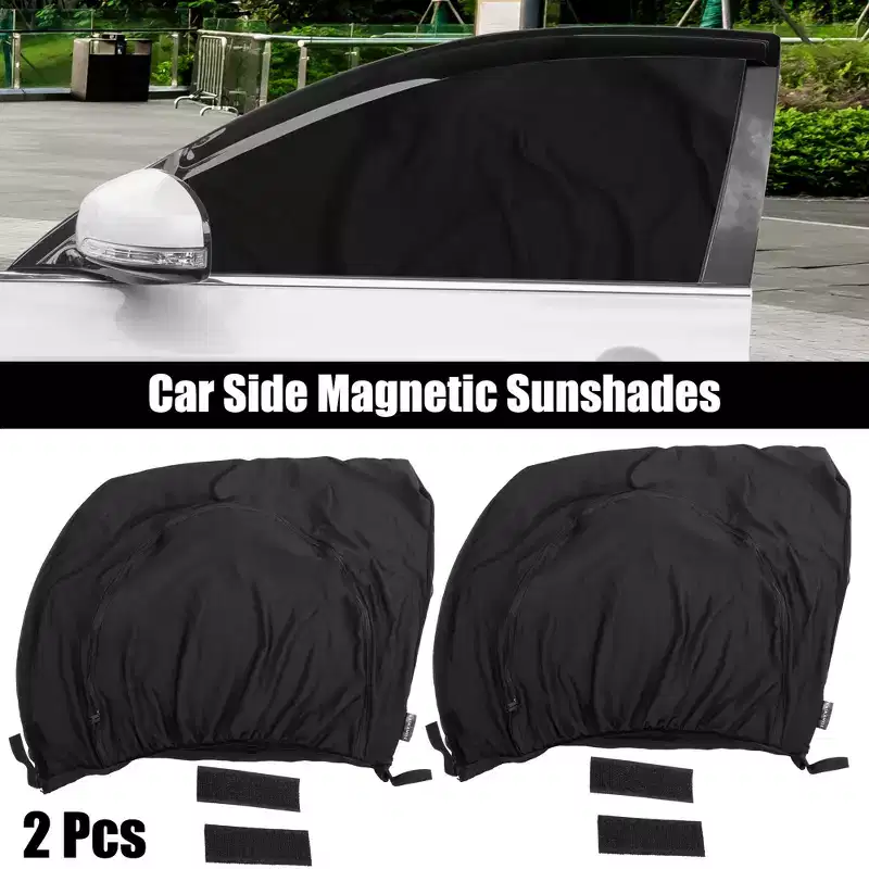 Unique Bargains Zipper Car Window Shades for Side Windows Automotive Rear Window Shade Keep Privacy 22.05x23.62 Black 2 Pcs