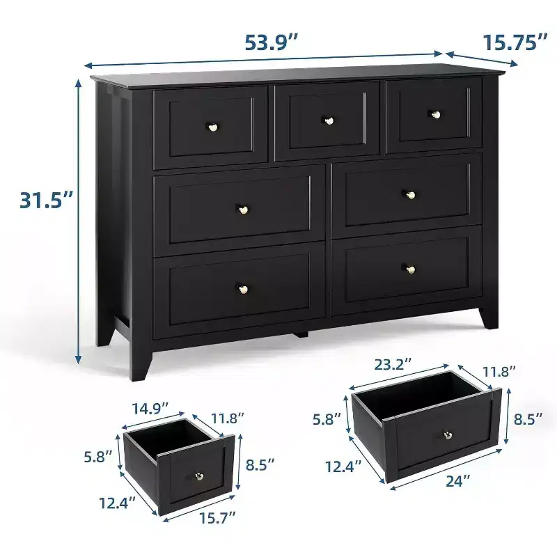 COZONY 54 Wide 7-Drawer Dresser for Bedroom, Modern Chest of Drawers with Deep Storage, Clothes Organizer for Living Room, Hallway
