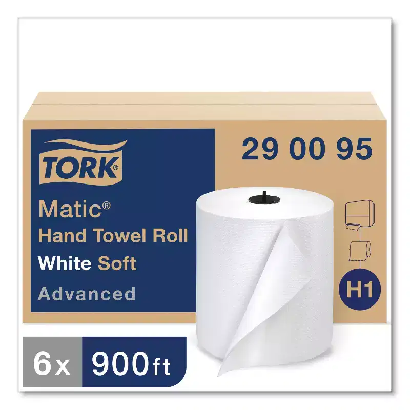 Tork Advanced Matic Hand Towel Roll, 1-Ply, 7.7 x 900 ft, White, 6 Rolls/Carton