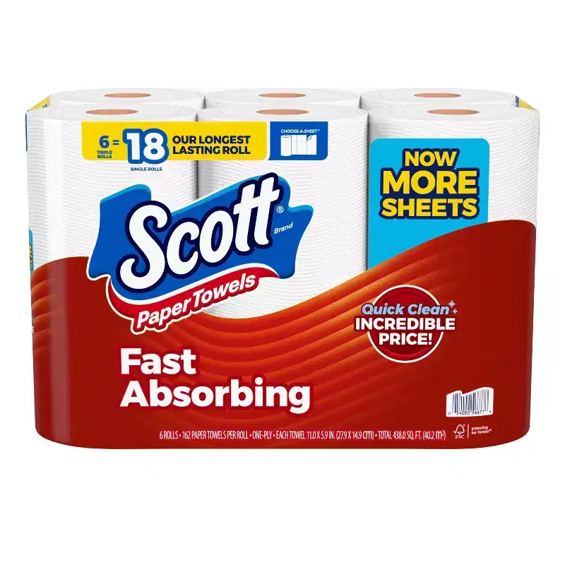 Scott Make-A-Size Paper Towels - 6 Triple Rolls - 1-Ply - 108 Sheets