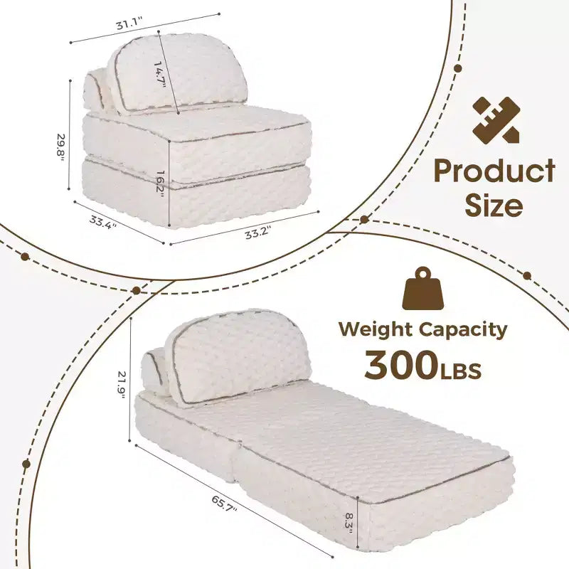 Ora Maison Convertible Sleeper Chair  Foldable Floor Sofa Bed with Pillow for Gaming & Nap