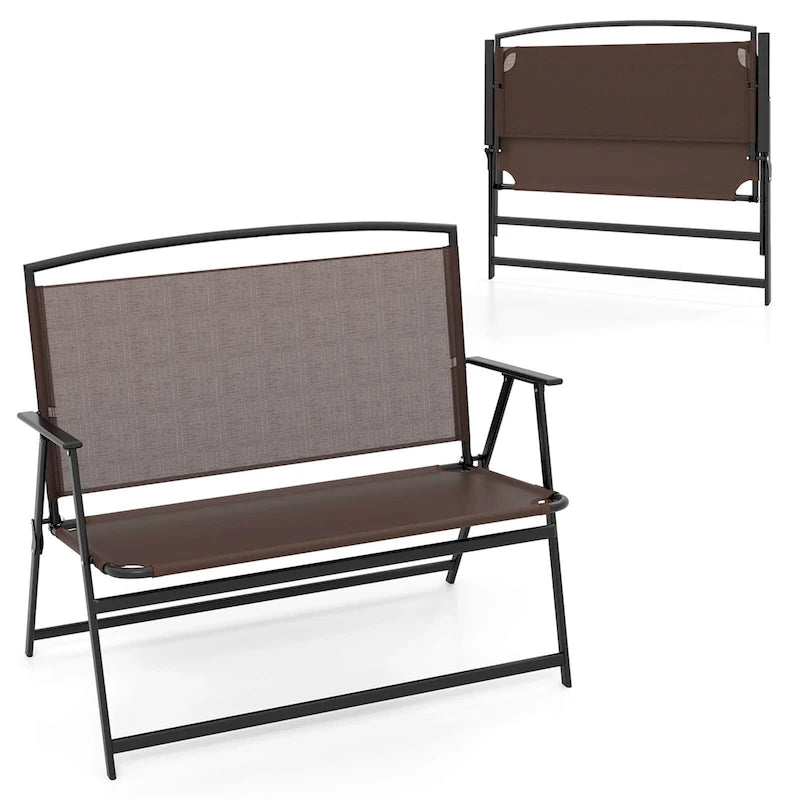 Costway 2-Person Patio Bench Folding Outdoor Garden Bench with - See Details