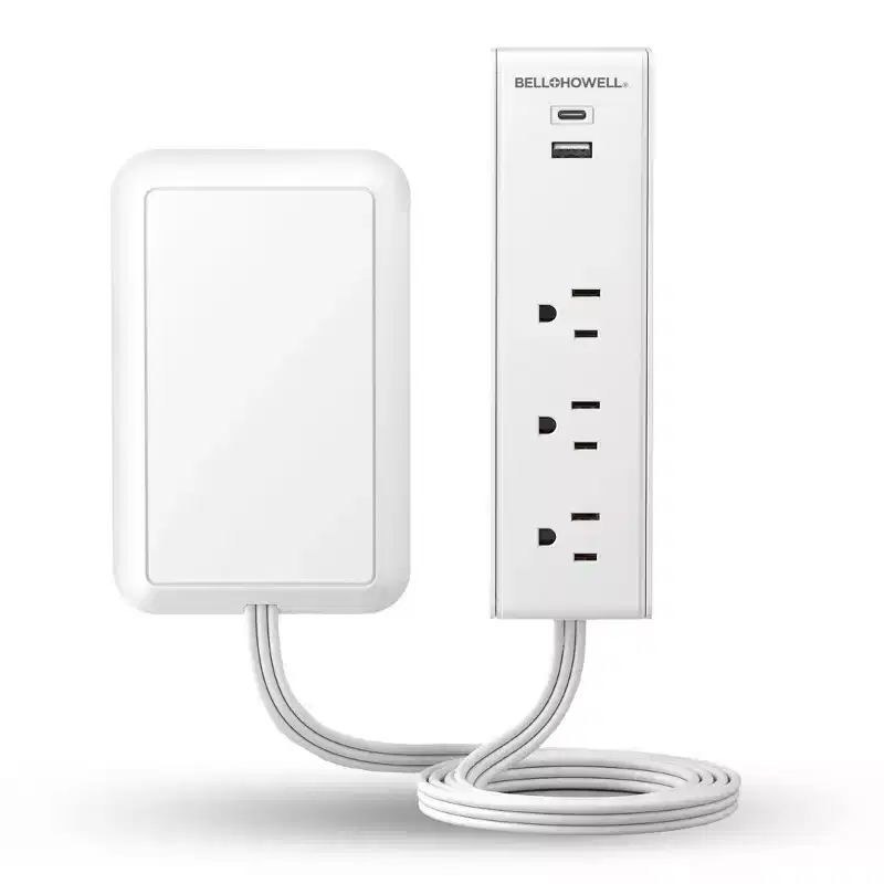 Bell + Howell Slim Power Strip 1-Piece with 5 Power Ports & USB-C Fast-Charge Station
