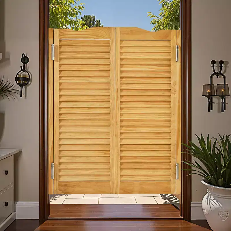 VEVOR Double Saloon Doors, 36W x 42 H Arched Top Interior Swinging Cafe Doors, Premium Pine Wood, with Hinges & Hardware Kit, Log Color