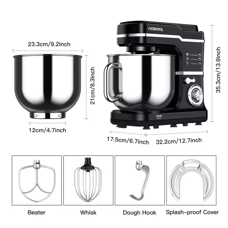 Stand Mixer, 7.5 Qt. 660W 10-Speed Electric Kitchen Mixer with Dishwasher-Safe Dough Hooks, Beaters, Wire Whip & S plash Guard for Most Home Cooks